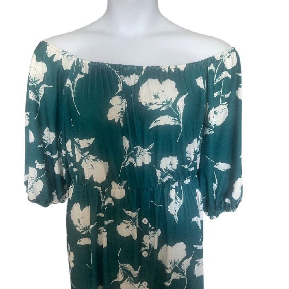 EMERALD FLORAL PRINT DRESS - Picture 2 of 3